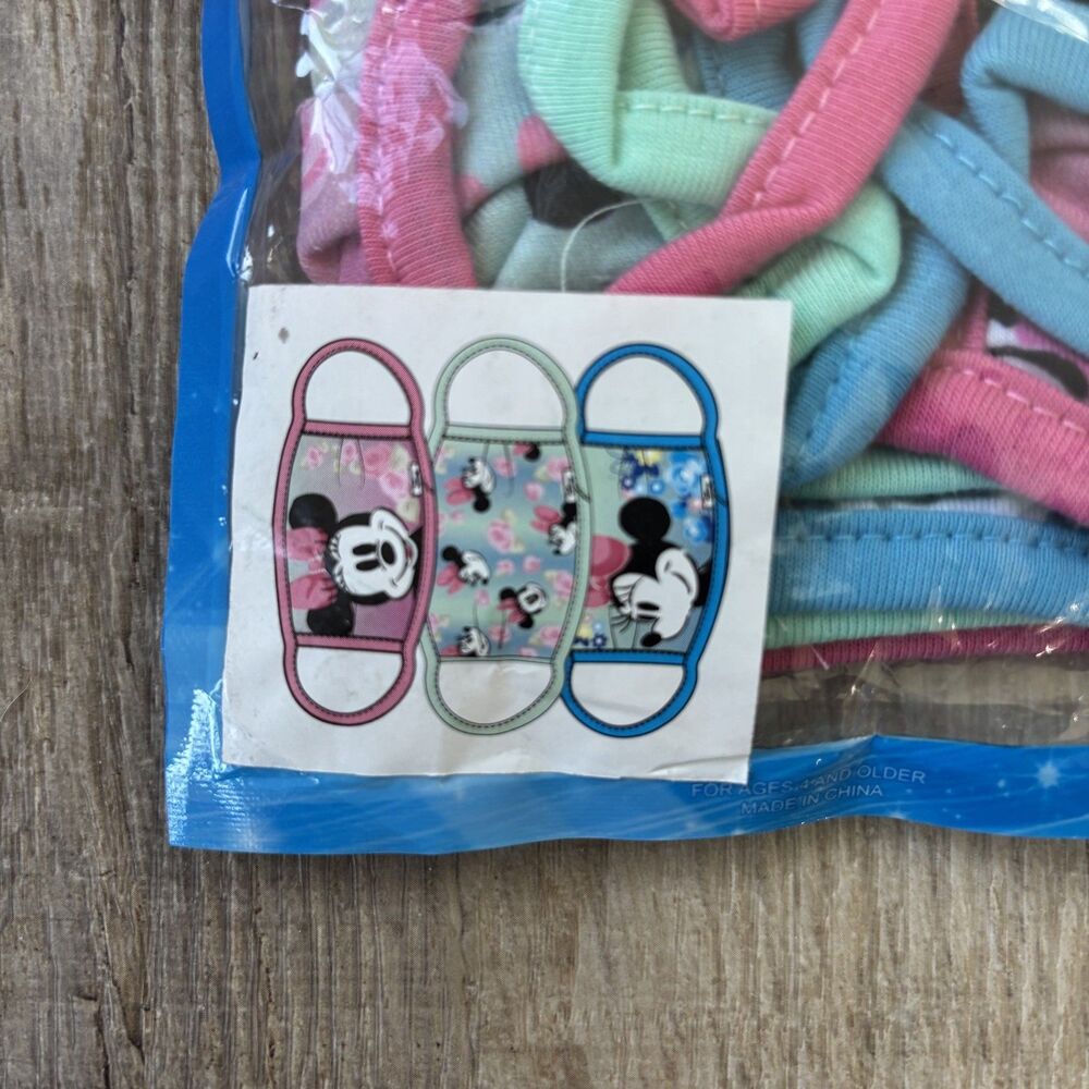 Disney Minnie & Mickey Mouse Kids Cloth Face Masks Washable Reusable New 5 Packs - Picture 4 of 14
